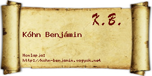 Kóhn Benjámin névjegykártya
